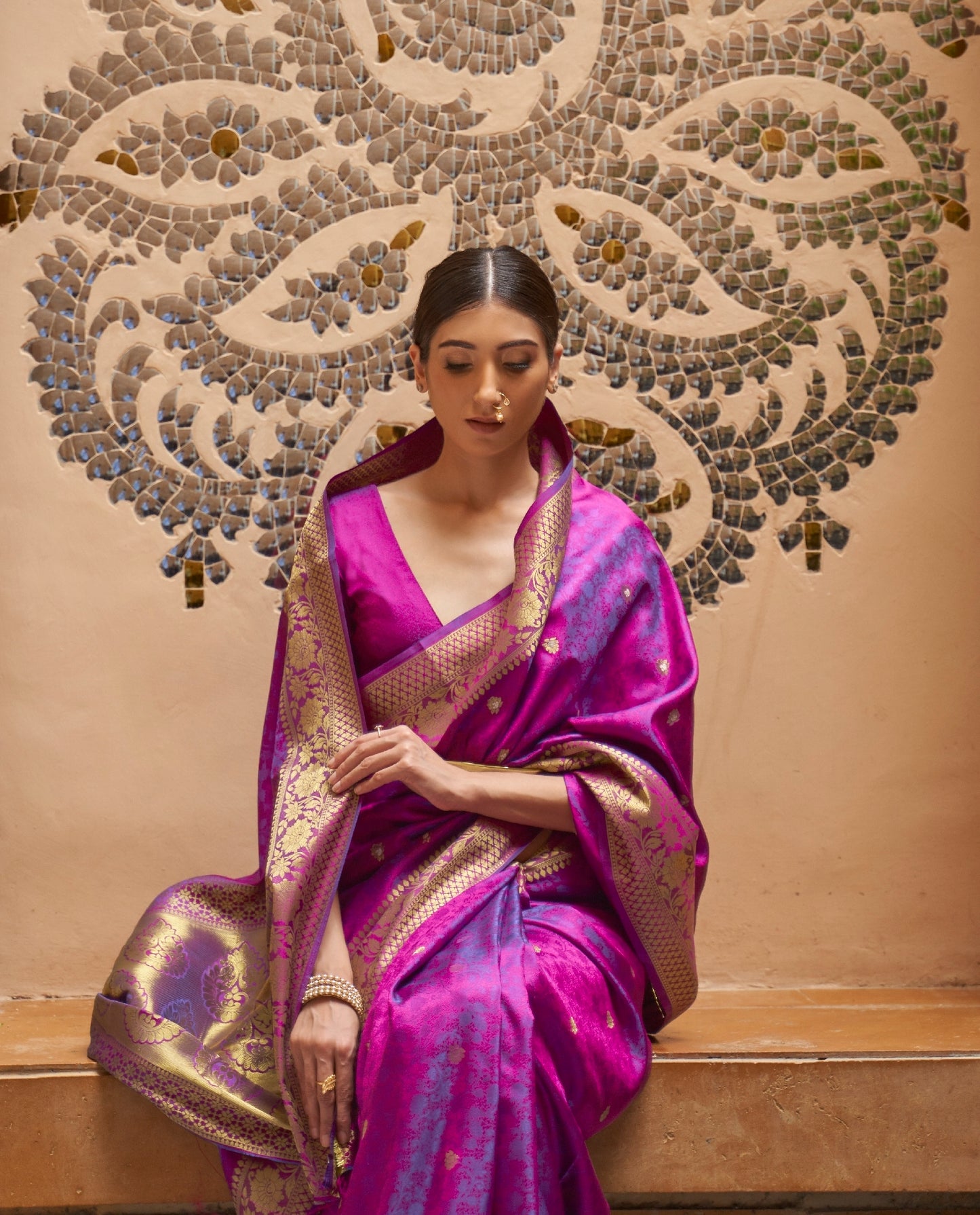Purple Kanjivaram Silk Readymade/Easy Saree - Panaash Saree