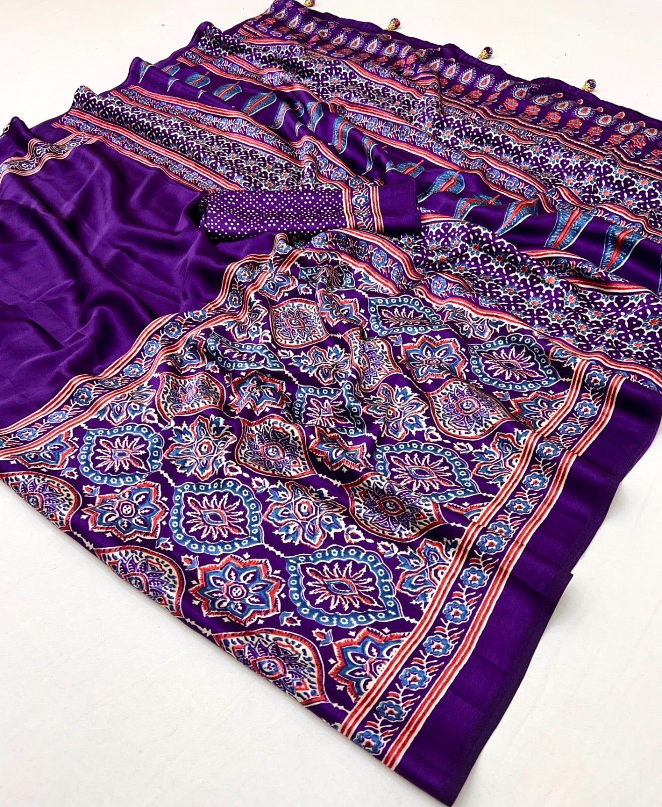 Purple Crepe Silk Office wear Readymade/Easy Saree