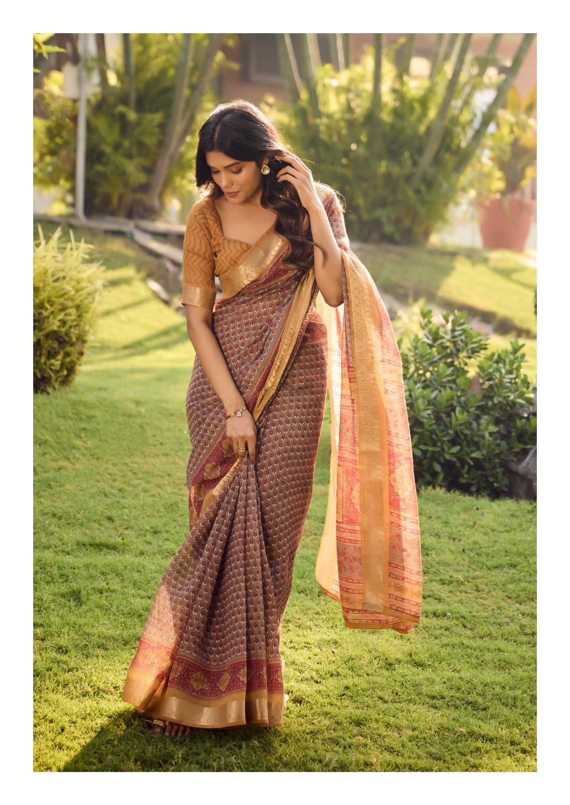 Multicolor Silk Cotton Readymade/Easy Saree