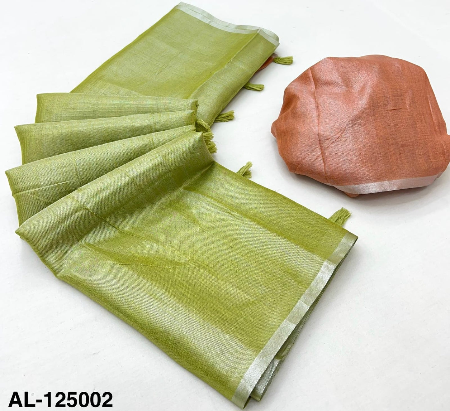 Pastel Green Tissue Silk Ready To Wear/Easy Saree