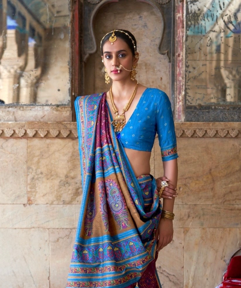 Purple Patola Silk Readymade/Easy Saree