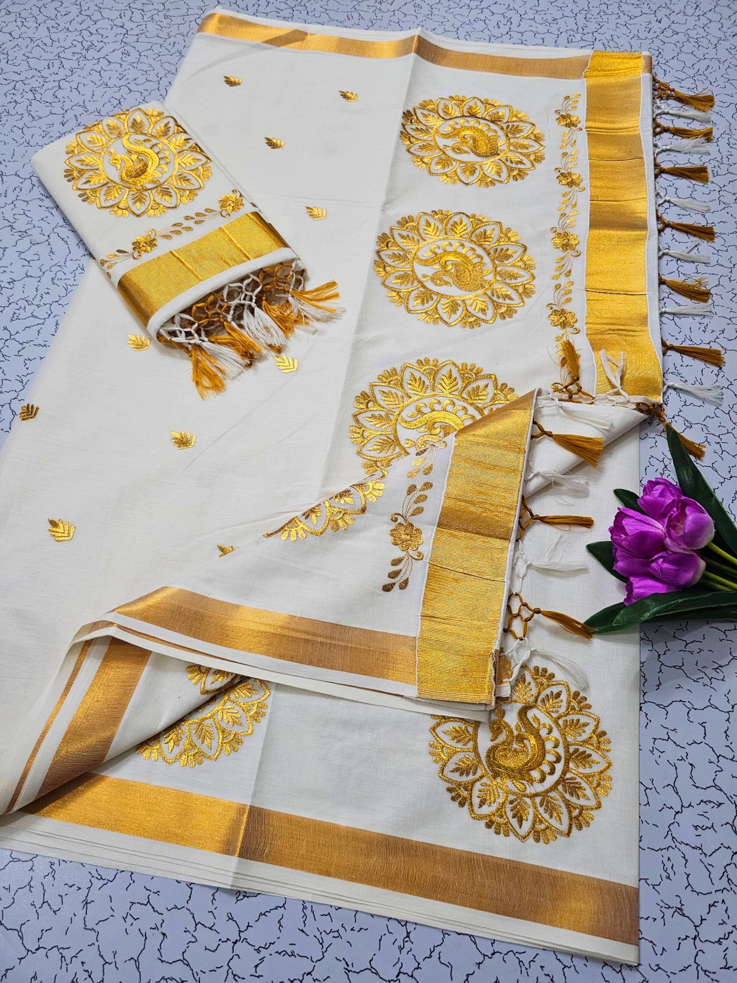 Kerala Mul Cotton Kasavu Easy/Readymade Saree