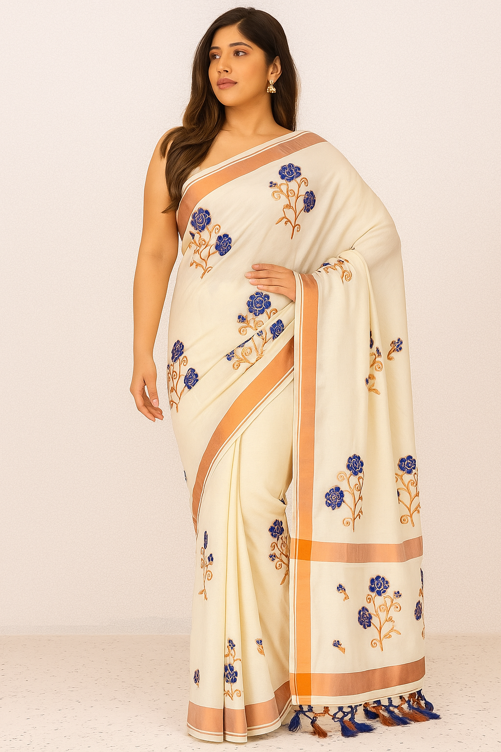 Kerala Mul Cotton Kasavu Easy/Readymade Saree