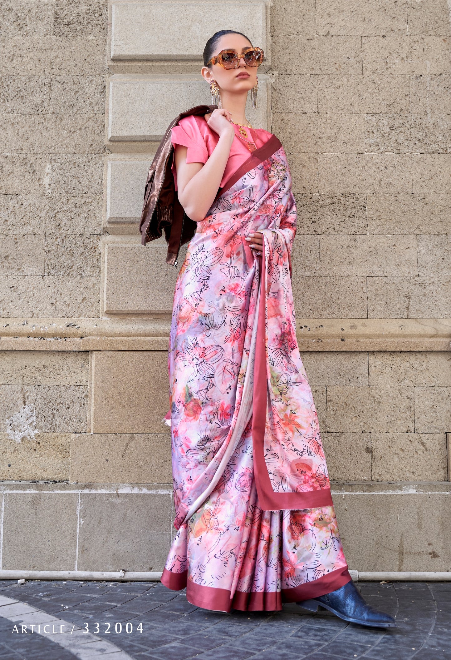 Plus Size Multi Color Crepe Silk Readymade Saree