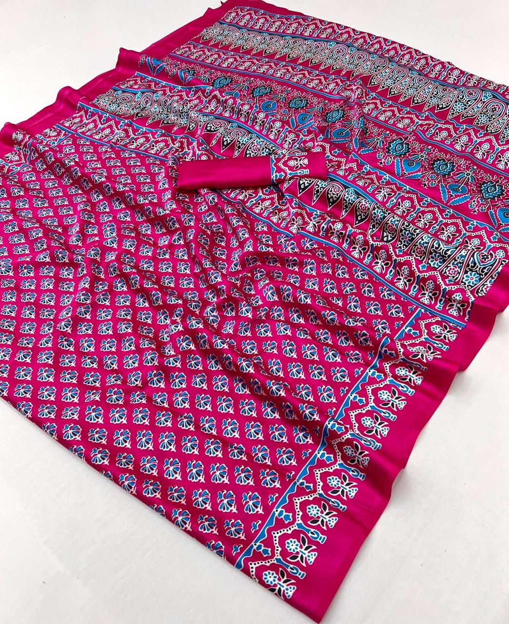 Magenta Crepe Silk Readymade/Easy Saree
