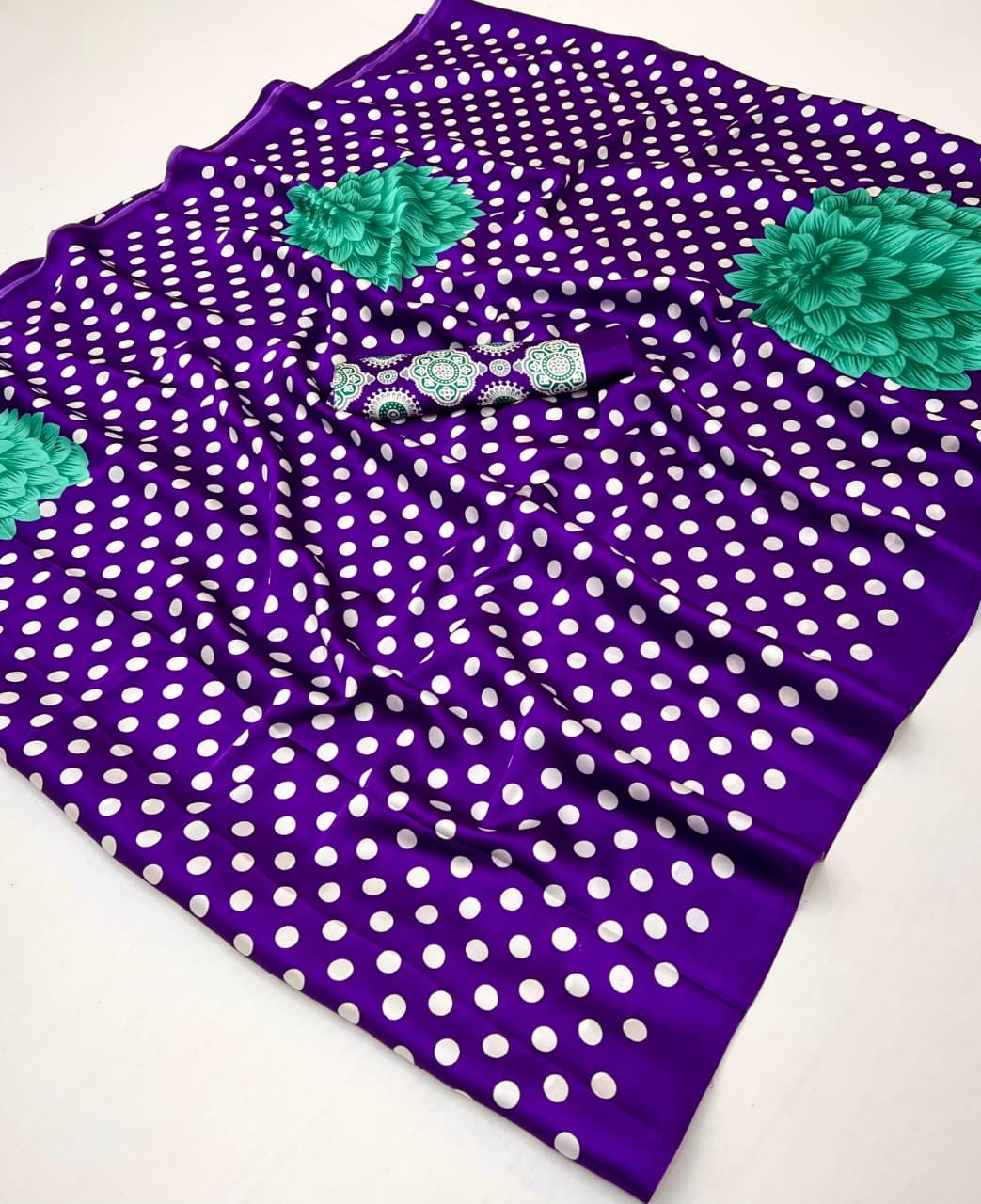 Purple Crepe Silk Readymade/Easy Saree