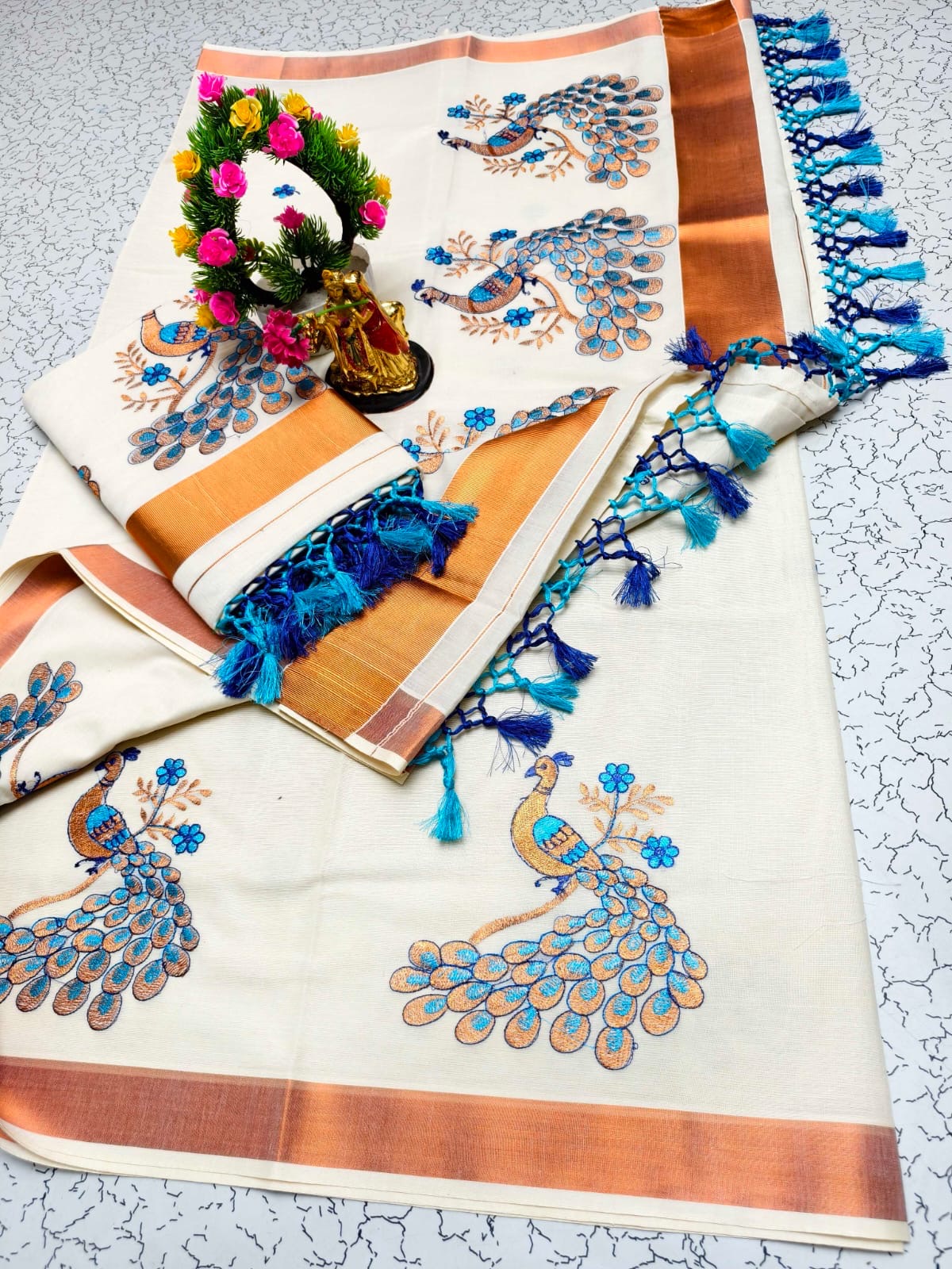 Kerala Mul Cotton Kasavu Easy/Readymade Saree