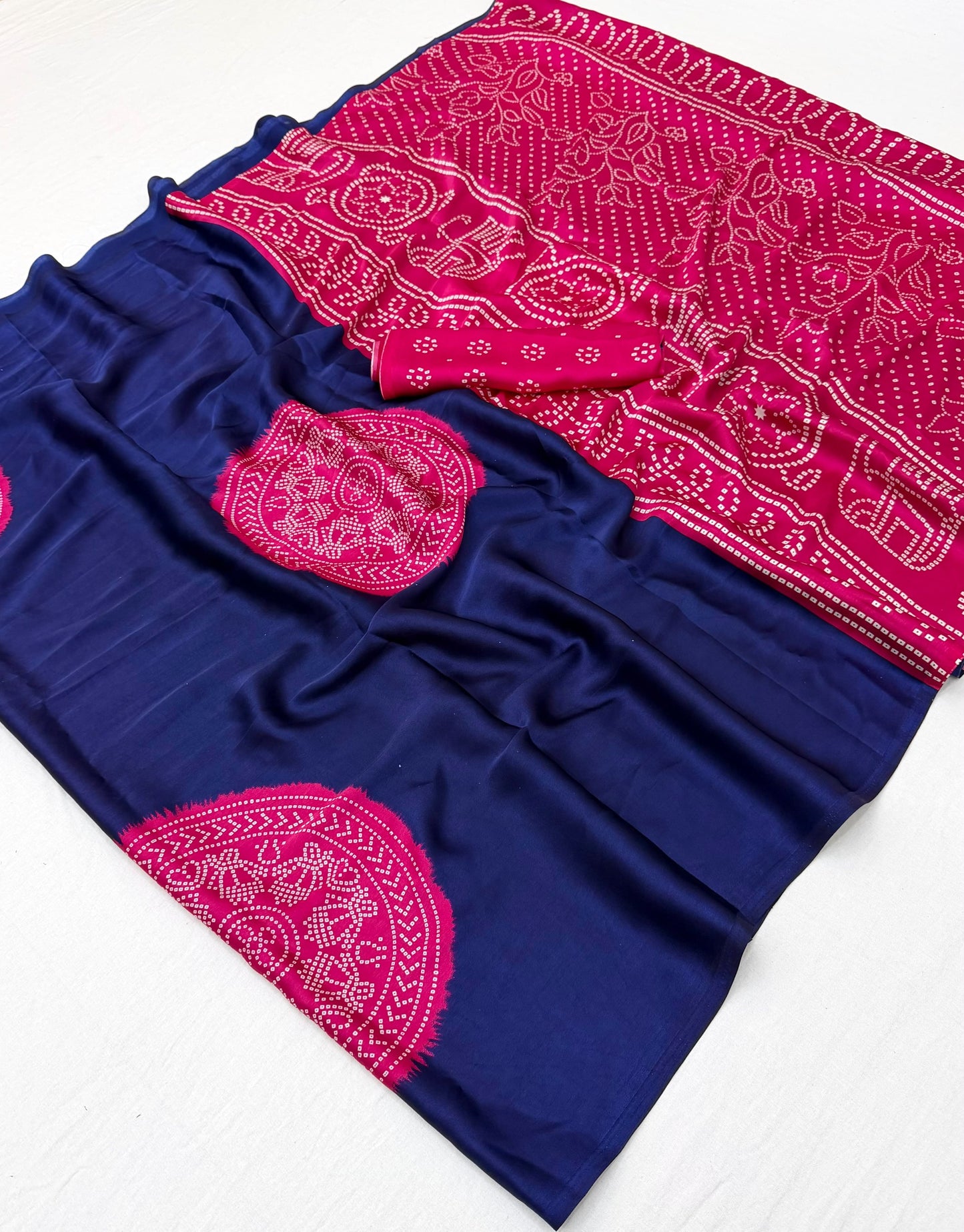 Navy Blue Modal Silk Ready To Wear/Easy Saree by Stylebypanaash