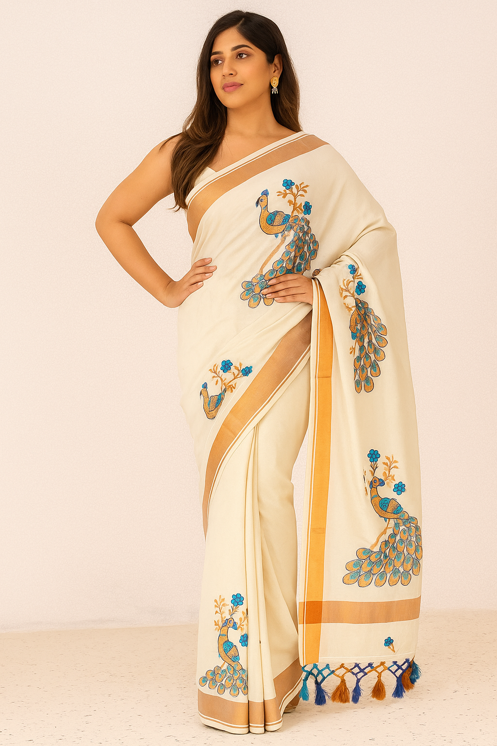 Kerala Mul Cotton Kasavu Easy/Readymade Saree