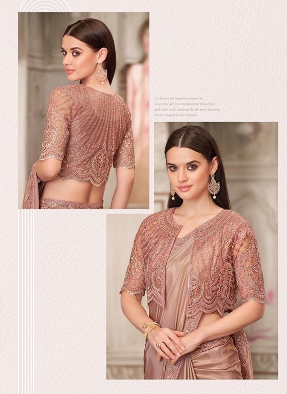 Golden Color Cocktail Readymade Saree