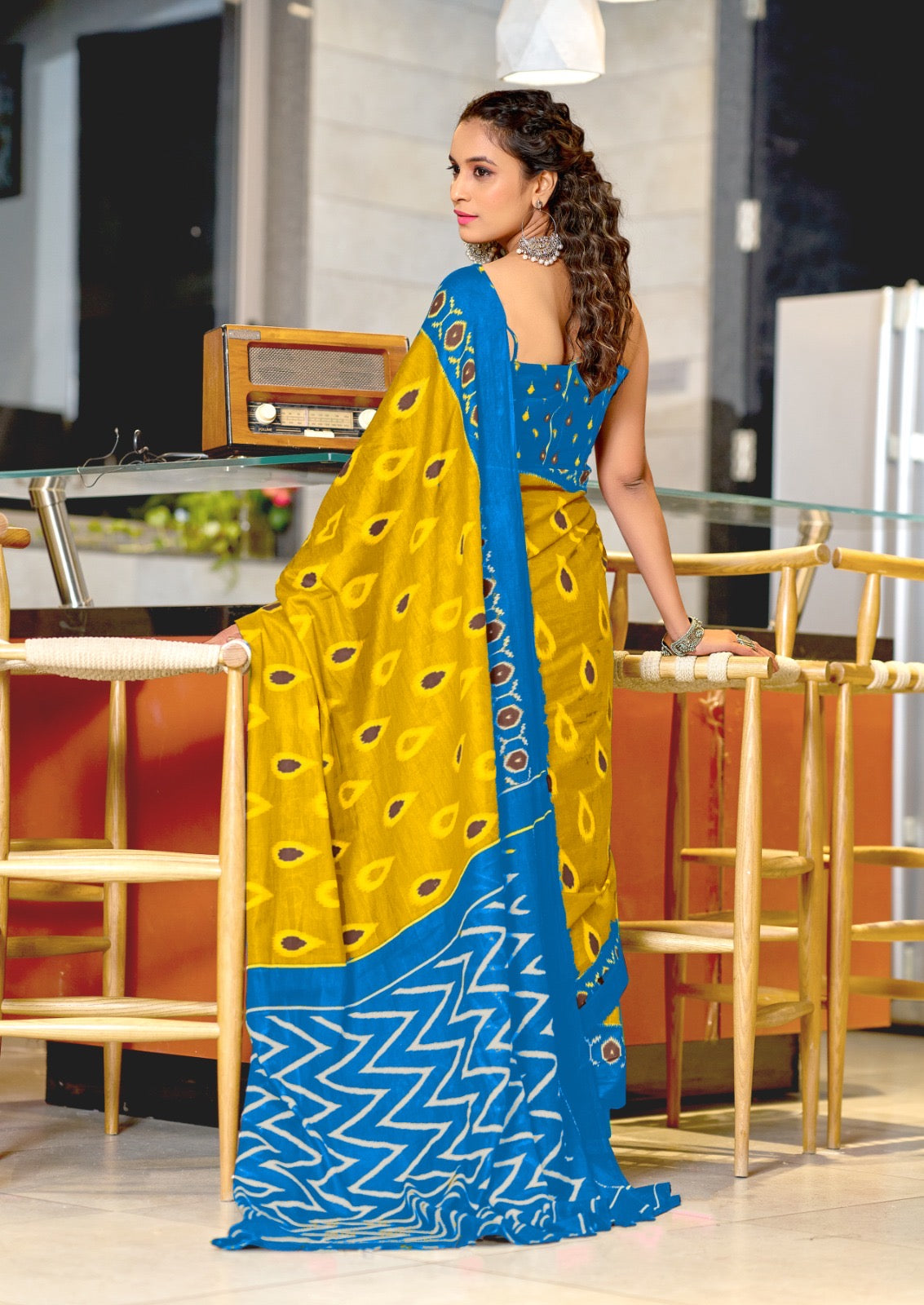 Yellow Mul Cotton Easy/Readymade Saree