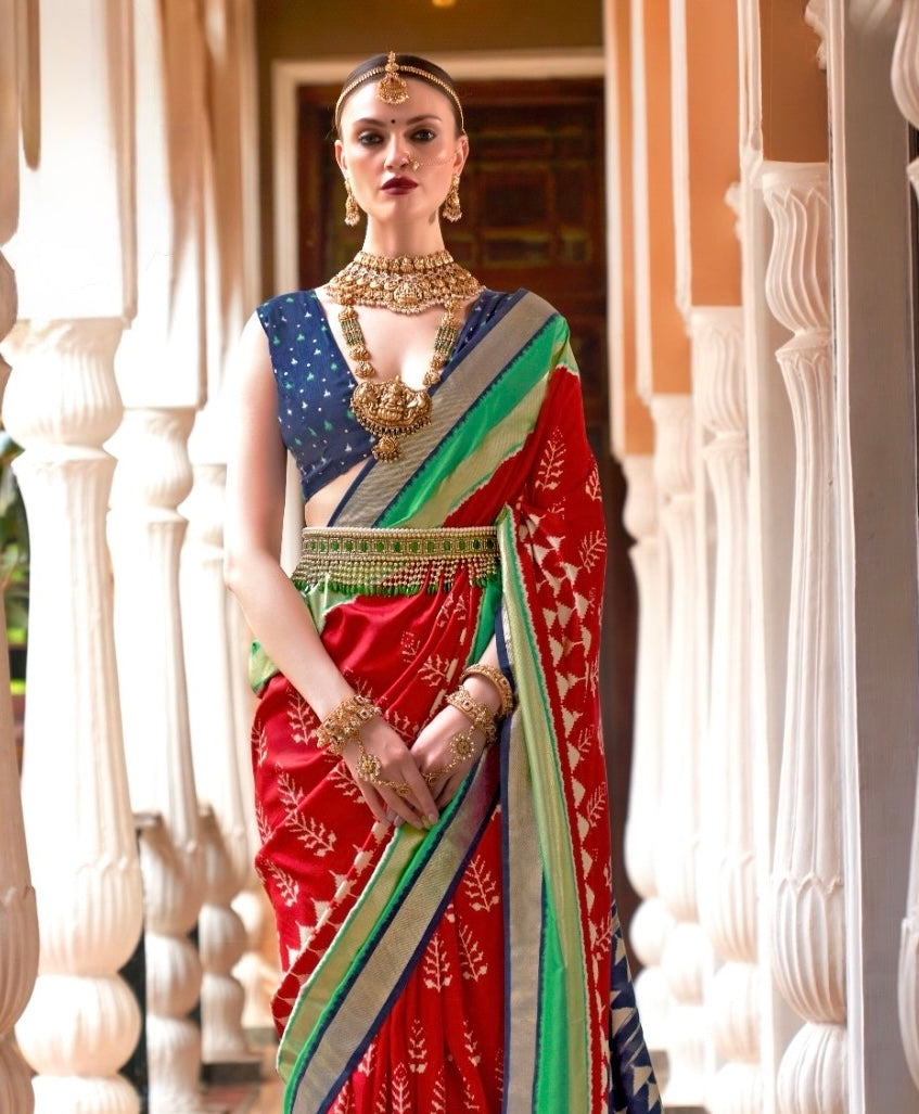 Red Patola Silk Readymade/Easy Saree