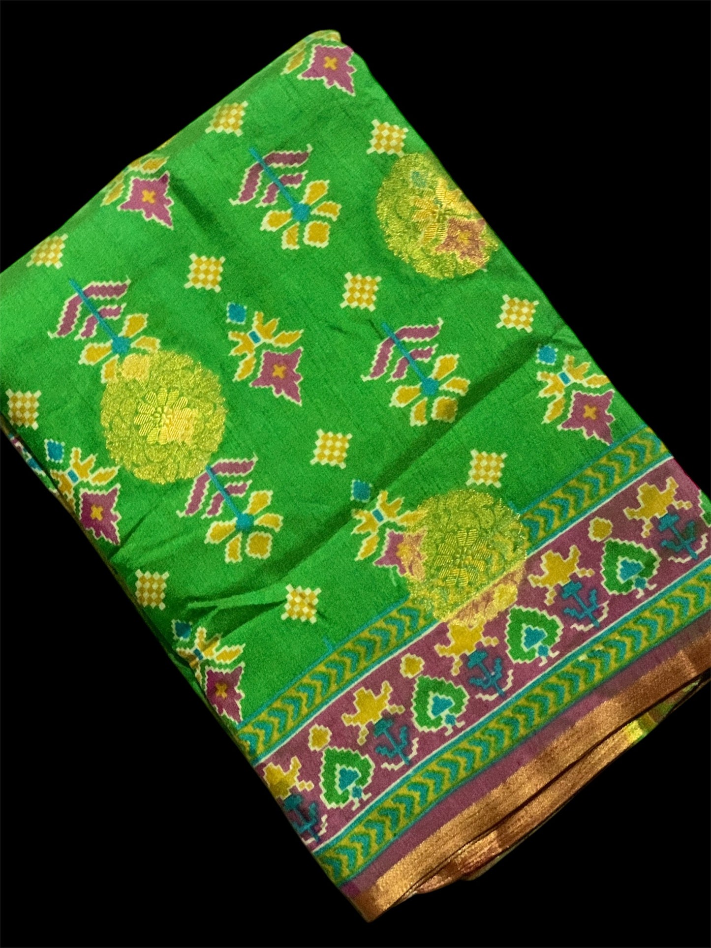 Green Color Silk Readymade/Easy Saree (Clearance)