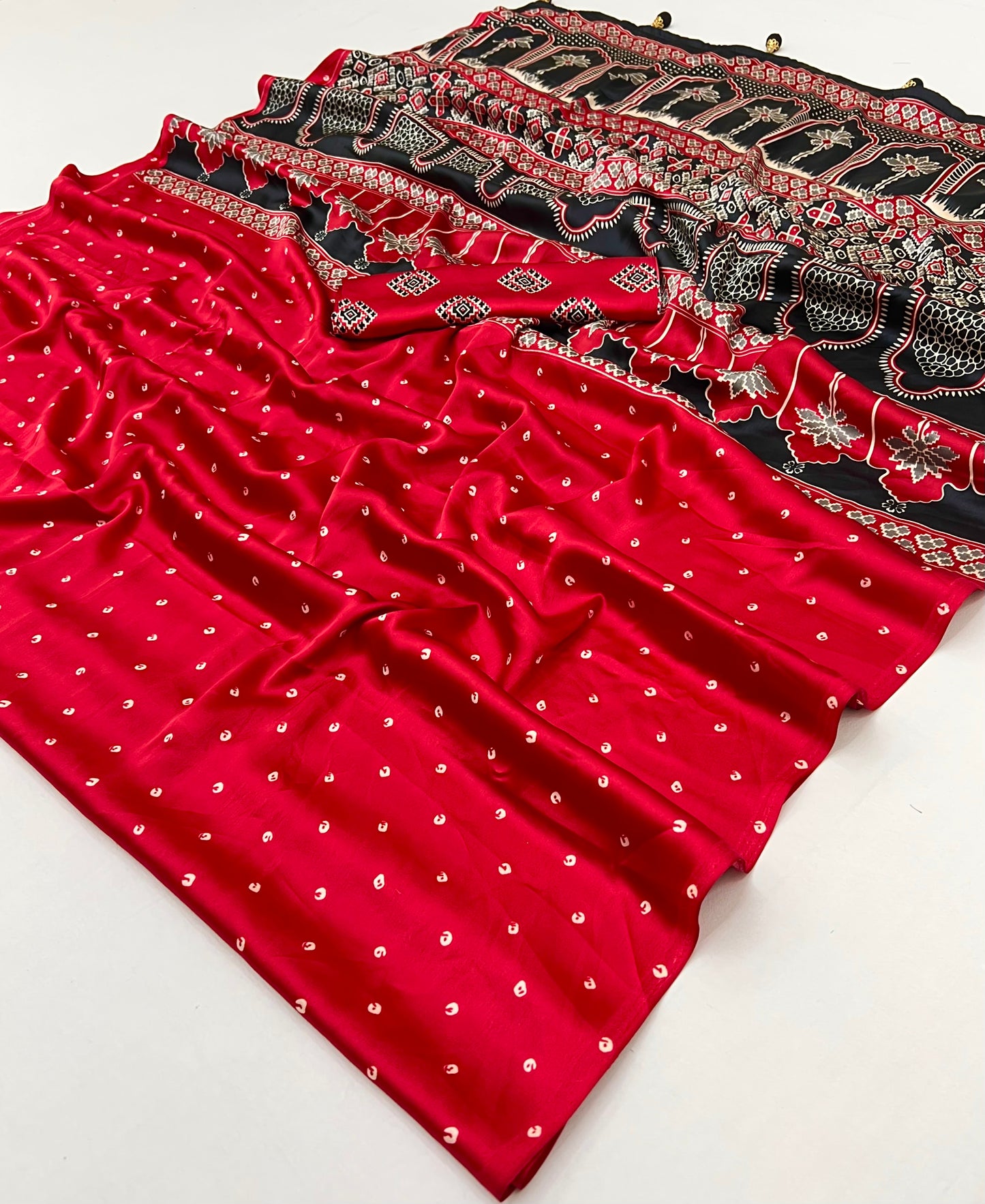 Red Modal Silk Office wear Readymade/Easy Saree