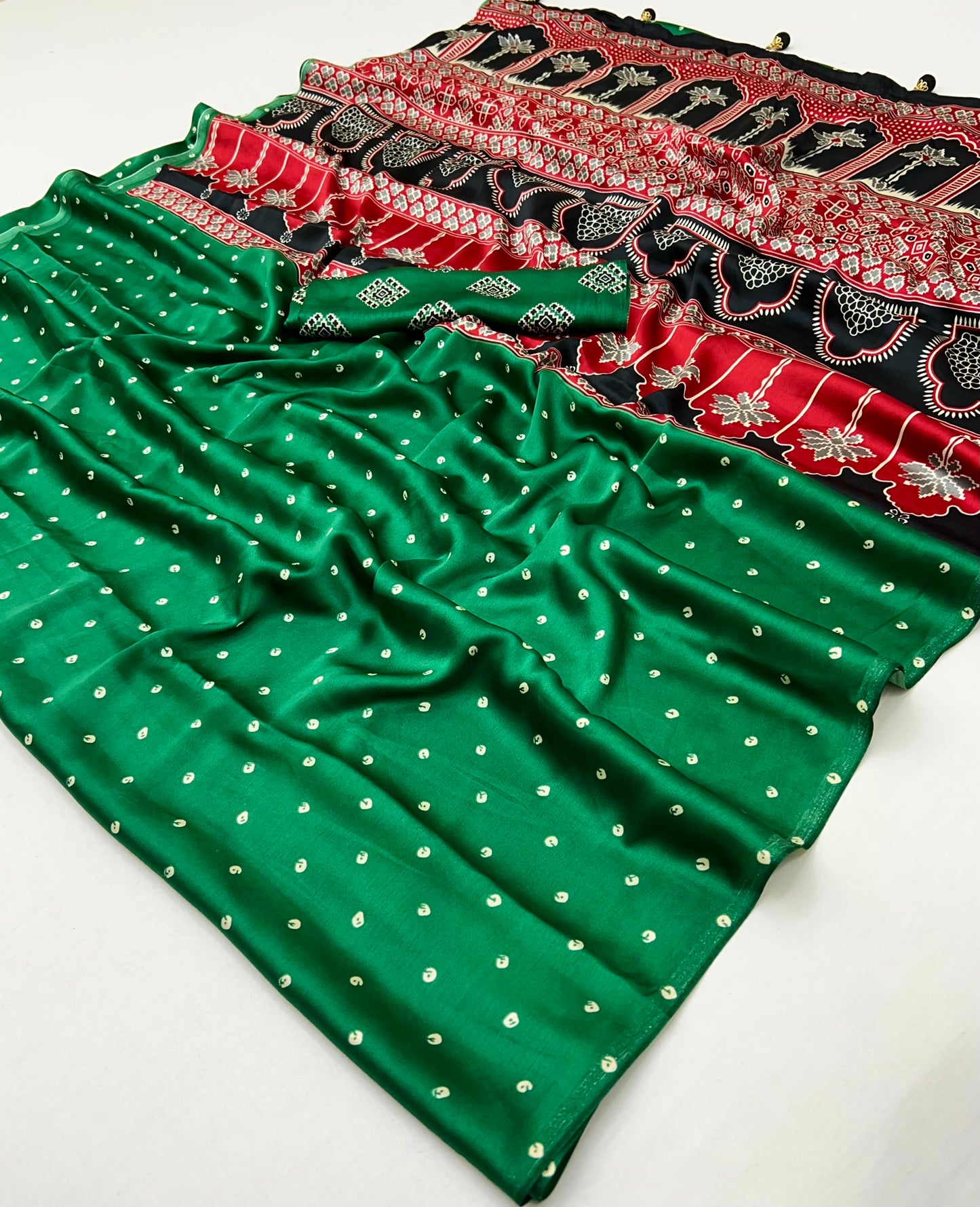 Green Modal Silk Office wear Readymade/Easy Saree