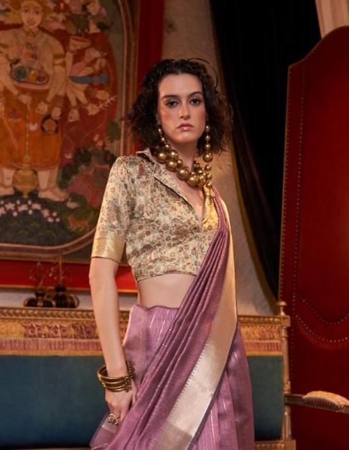 Magenta Color Silk Readymade/Easy Saree With Fancy Blouse