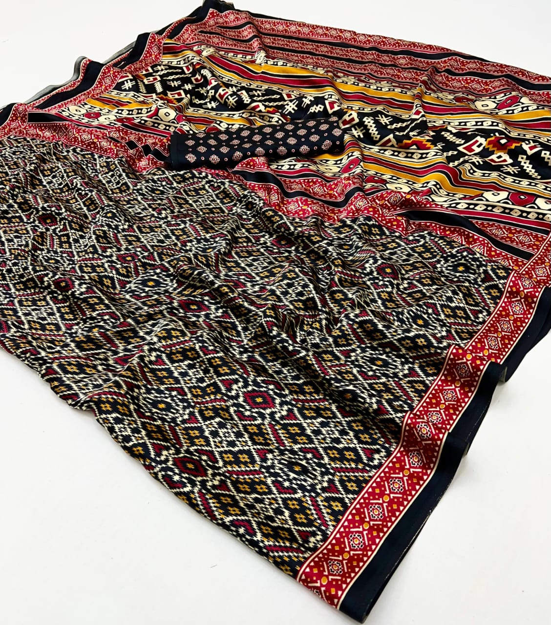 Black Color Office Wear Crepe Silk Easy/Readymade Saree