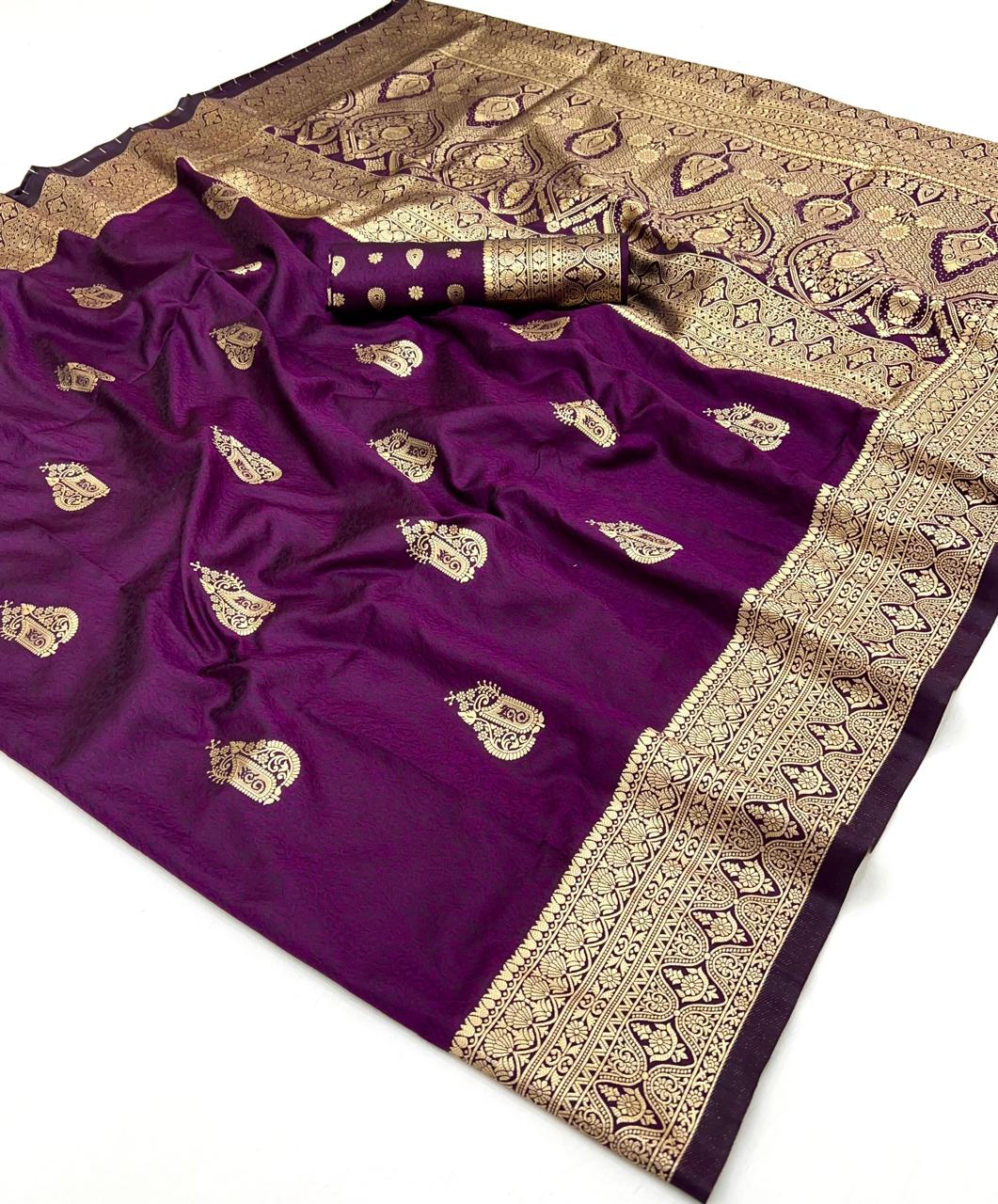 Eggplant Color Kanjivaram Silk Readymade/Easy Saree