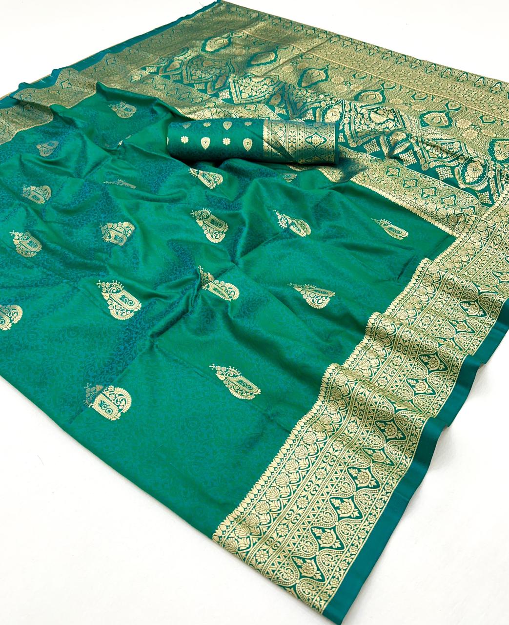 Sea Green Color Kanjivaram Silk Readymade/Easy Saree