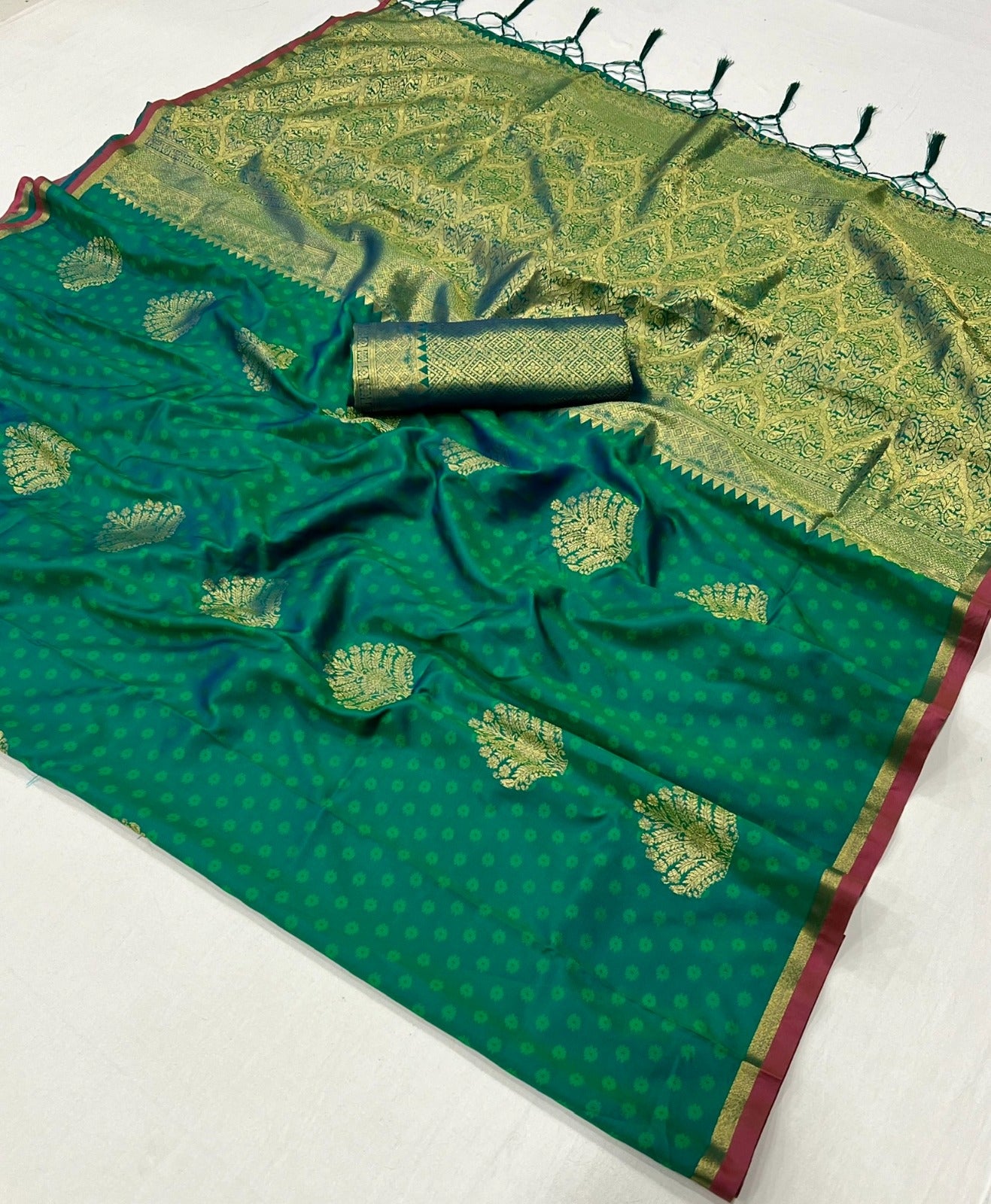 Turquoise Kanjivaram Silk Readymade/Easy Saree