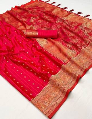 Plus Size Red Color Satin Silk Readymade Saree - Panaash Saree