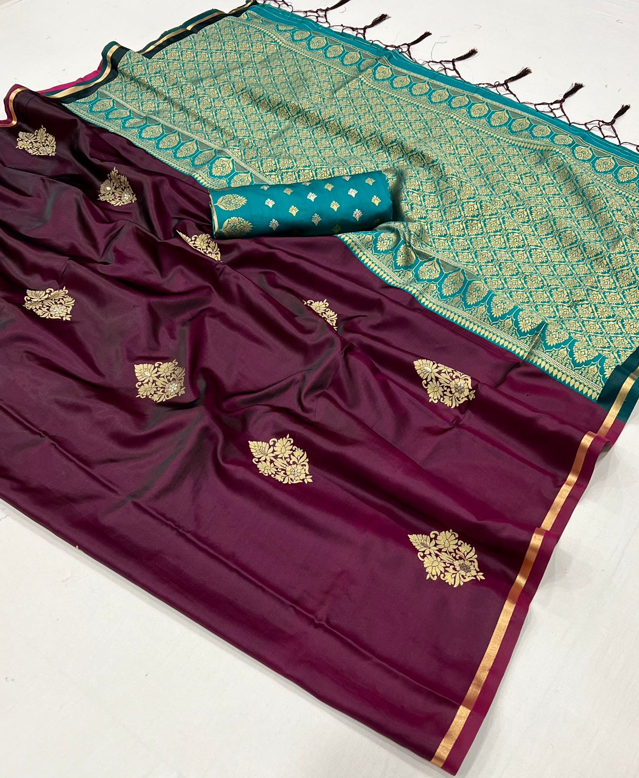 Maroon Color Satin Silk Readymade/Easy Saree