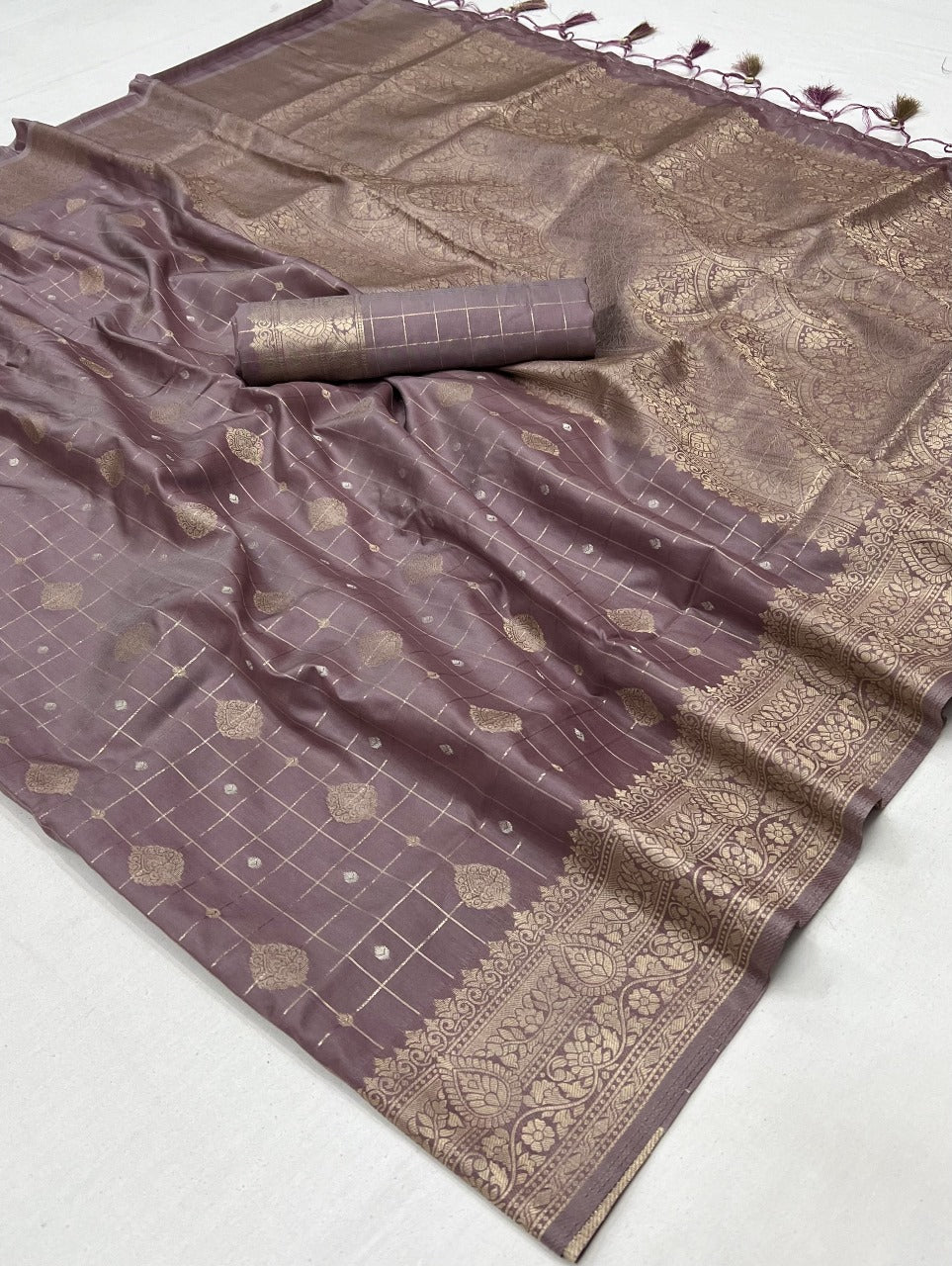 Mauve Color Kataan Silk Readymade/Easy Saree