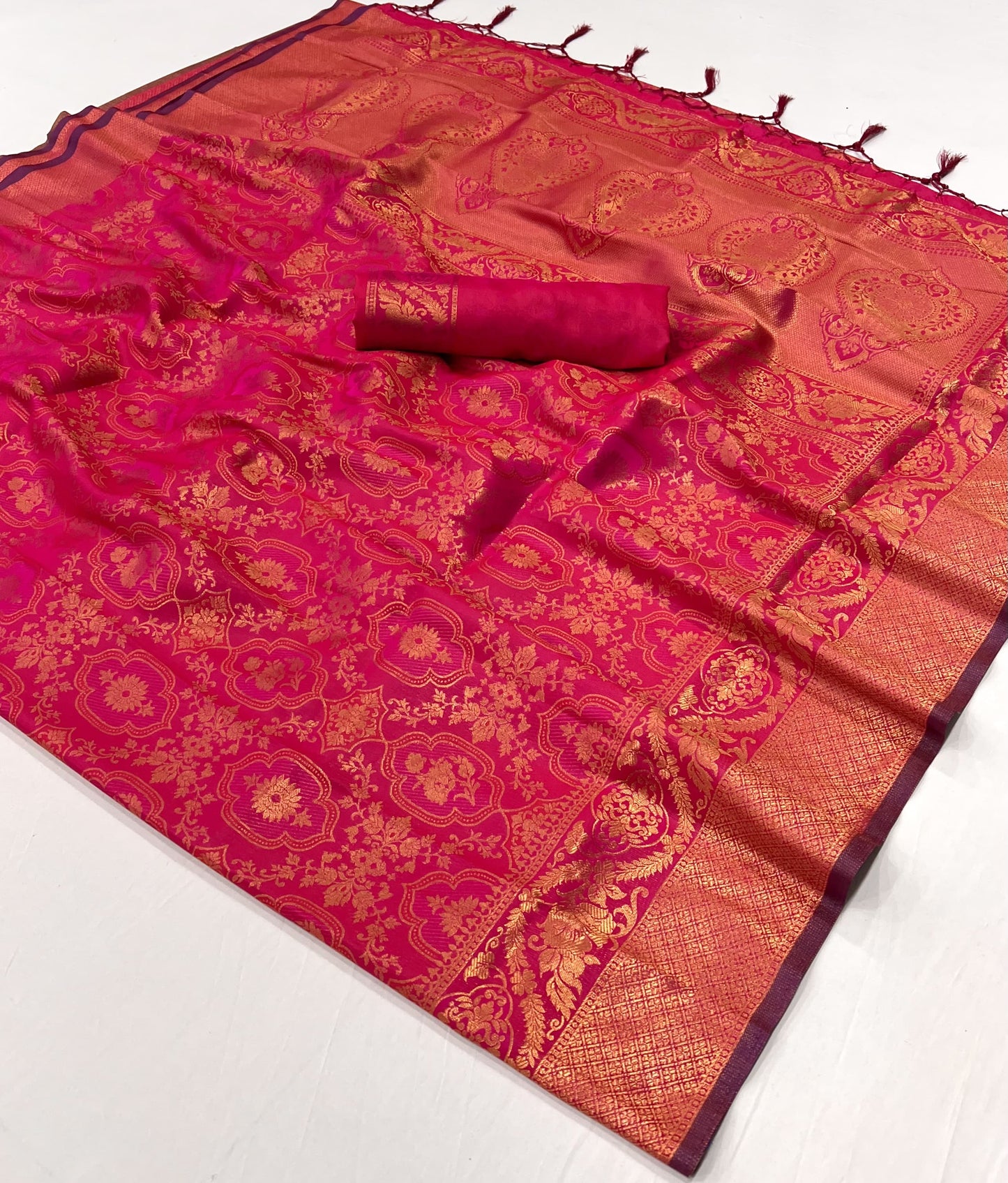 Pink Kanjivaram Silk Readymade/Easy Saree