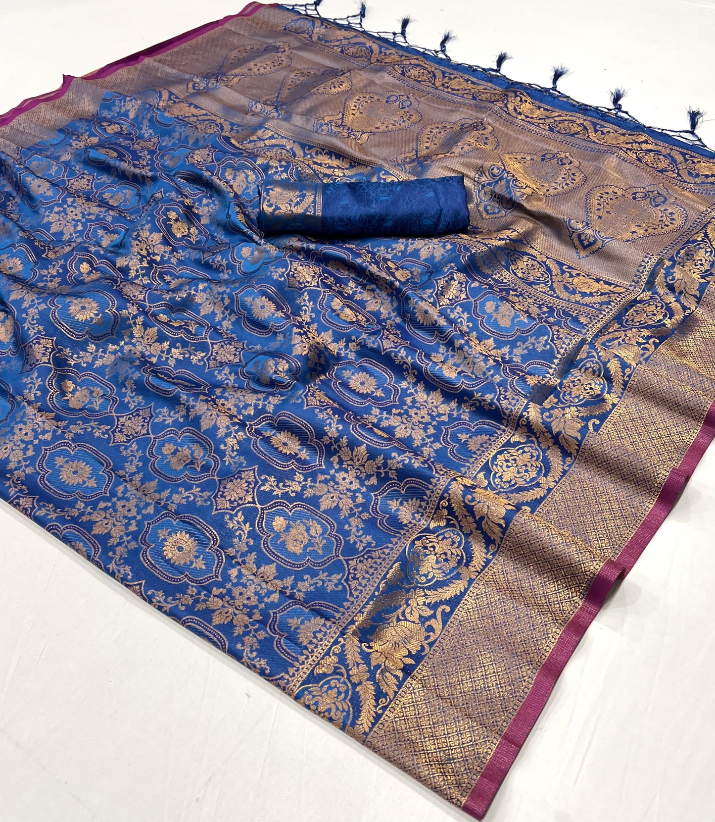 Blue Kanjivaram Silk Readymade/Easy Saree