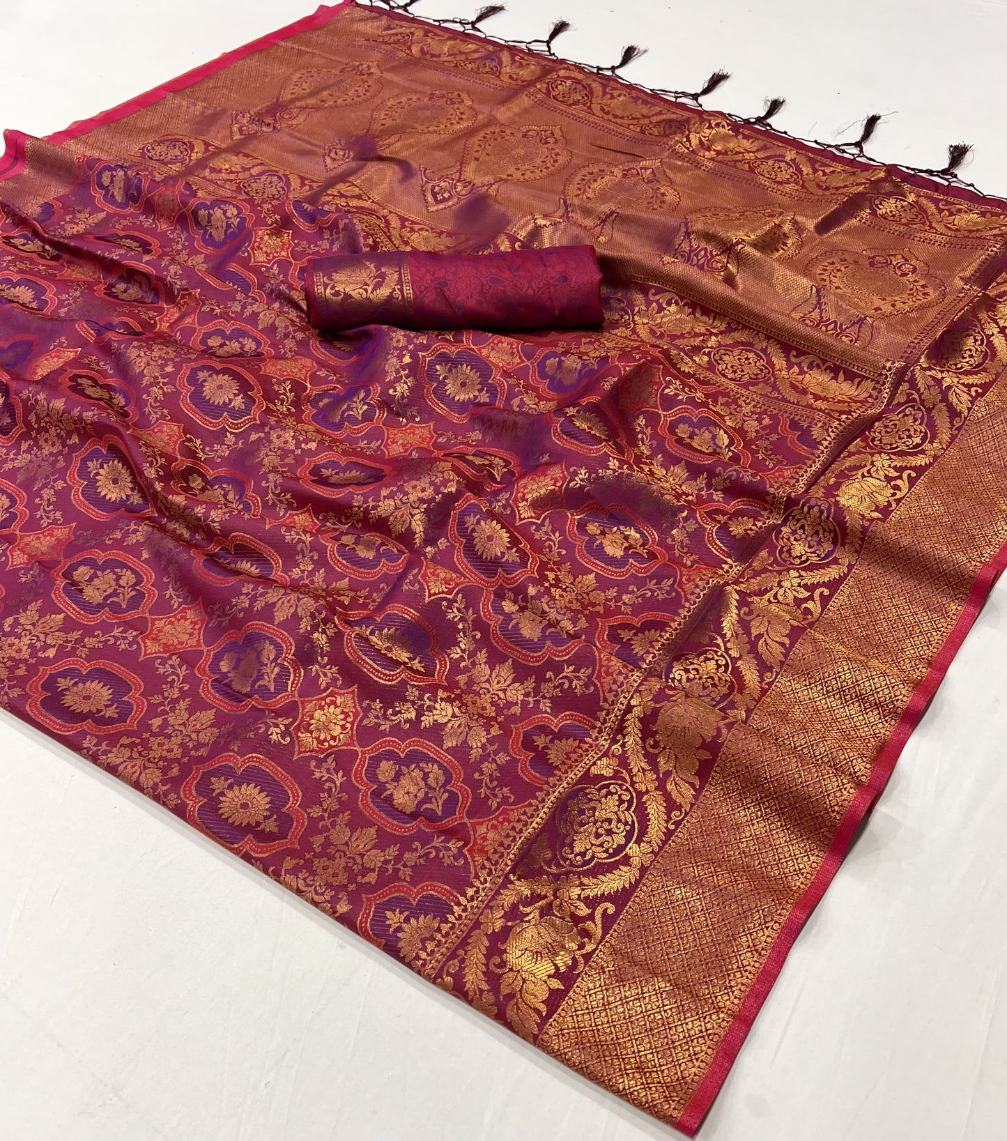 Purple Kanjivaram Silk Readymade/Easy Saree