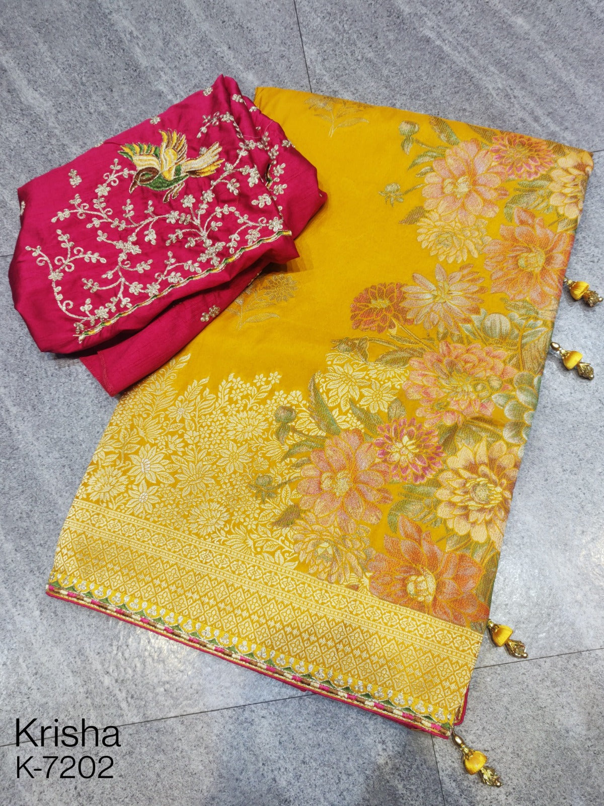 Yellow Banarasi Soft Silk Readymade/Easy Saree