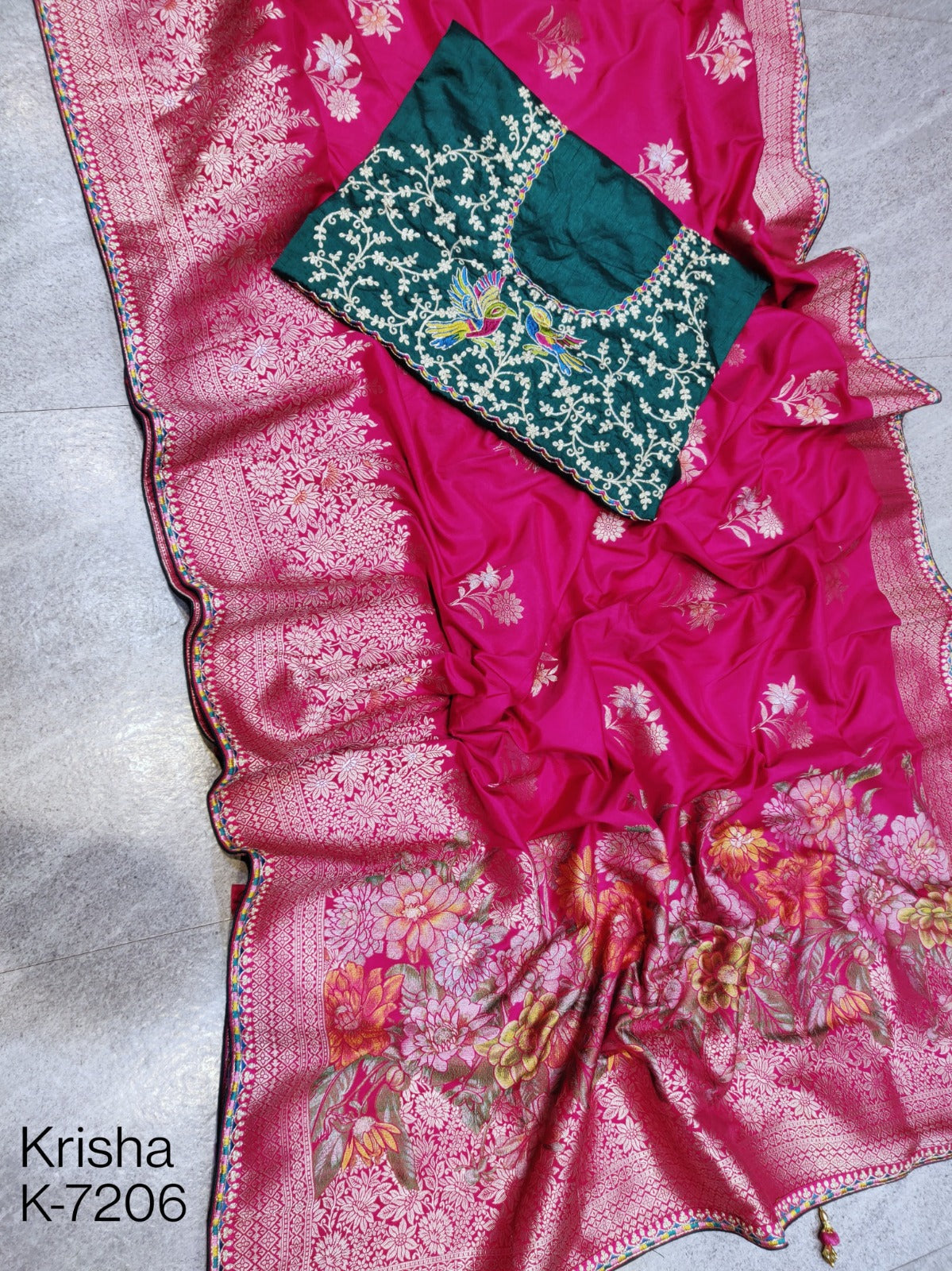 Pink Banarasi Soft Silk Readymade/Easy Saree