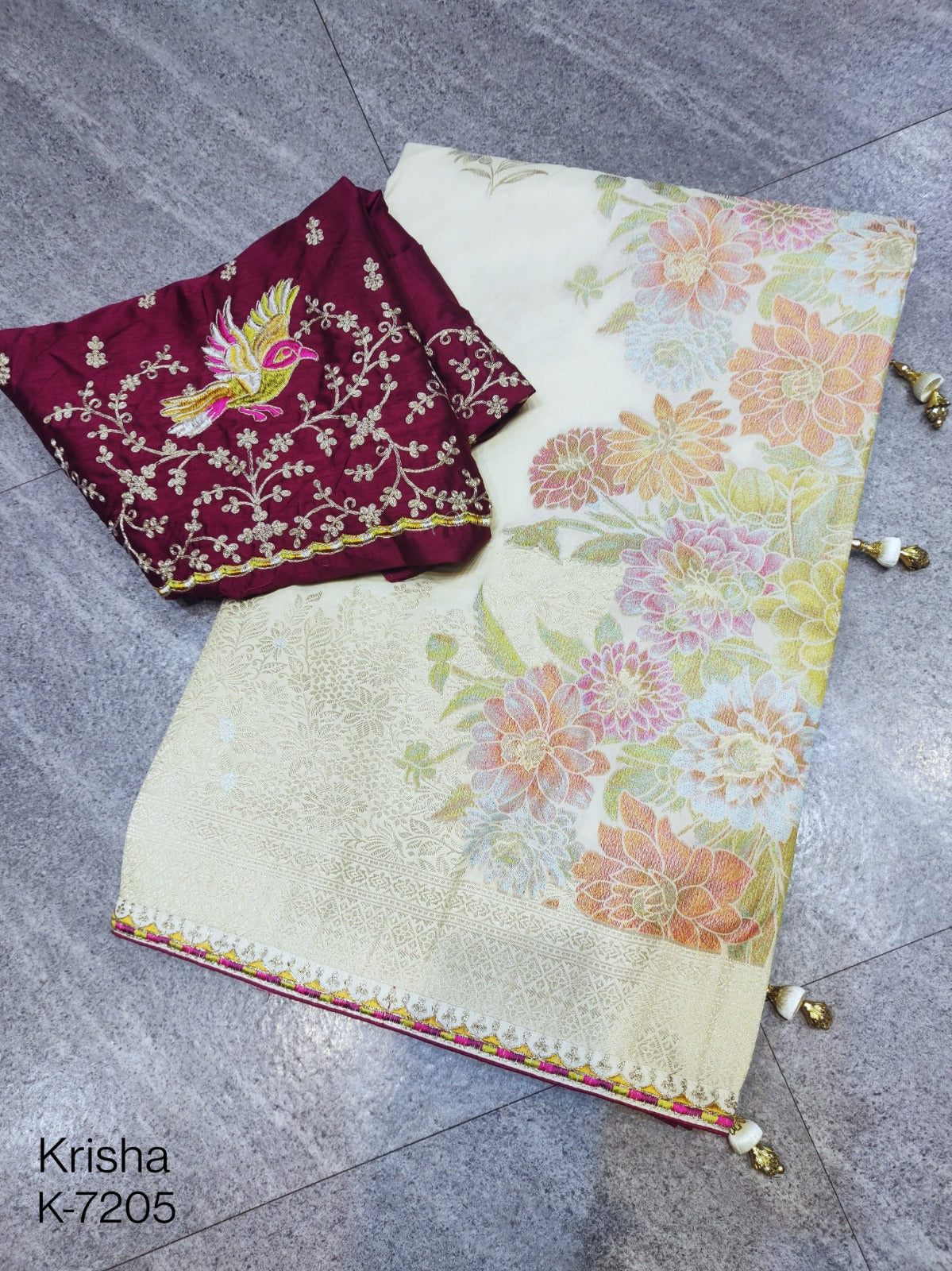 Off-White Banarasi Soft Silk Readymade/Easy Saree