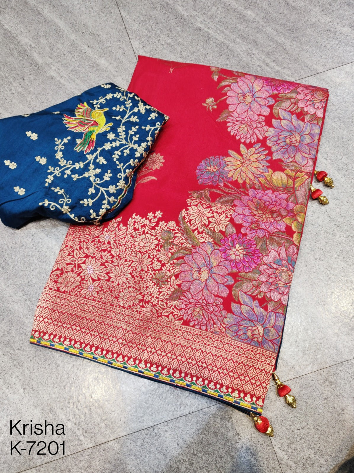Red Banarasi Soft Silk Readymade/Easy Saree