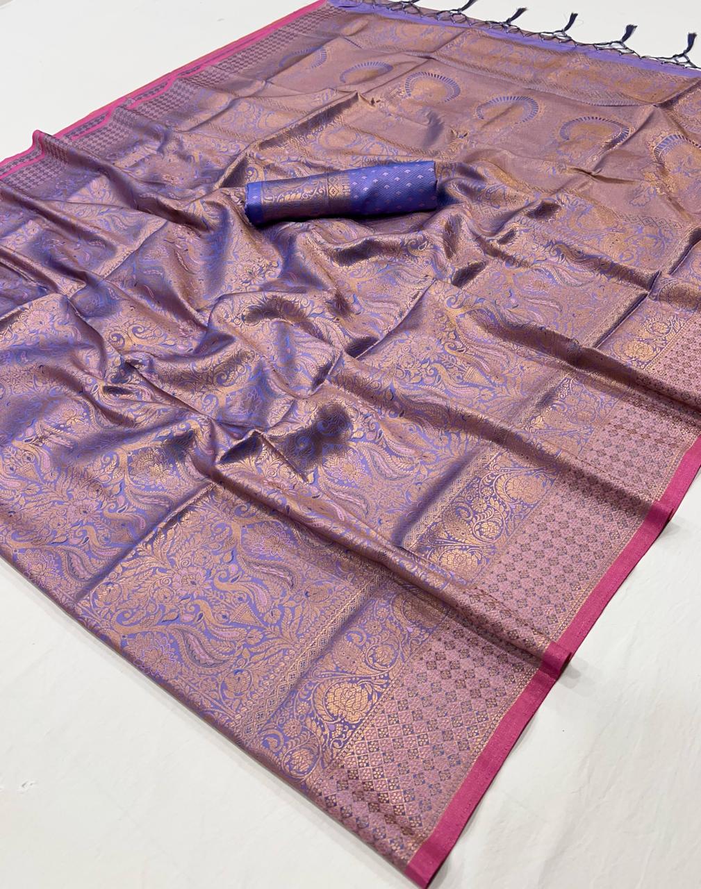 Lavender Kanjivaram Silk Normal Drape Saree - Panaash Saree