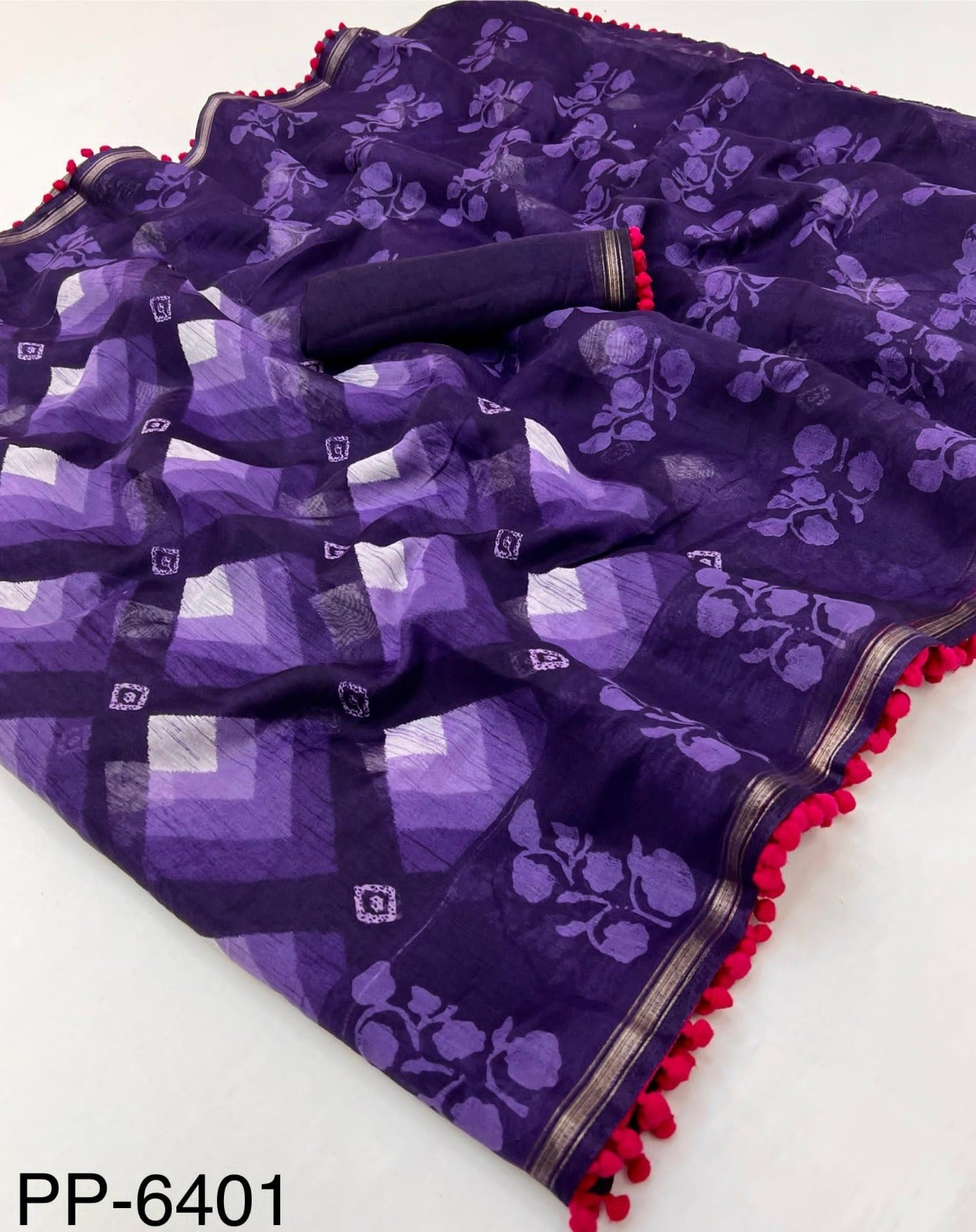 Purple Mul Mul Cotton Easy/Readymade Saree