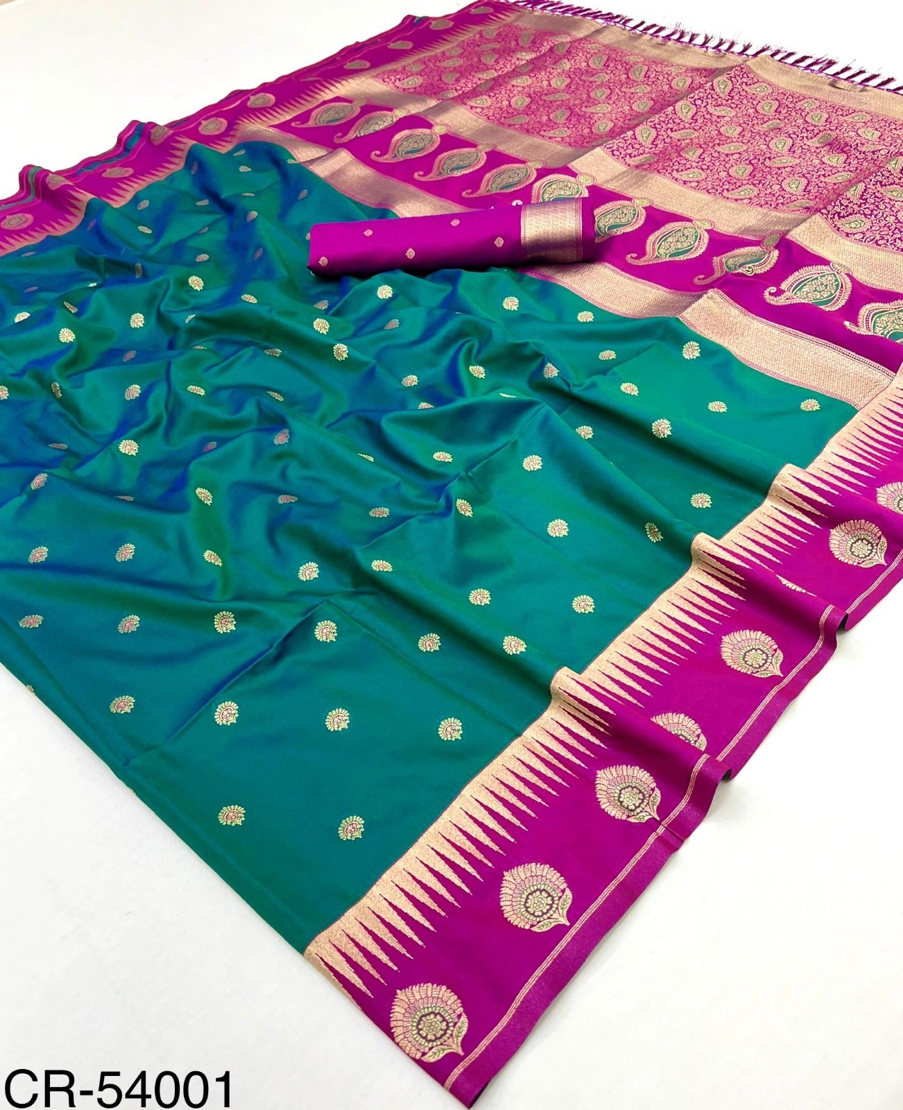 Dark Green Banarasi Silk Readymade/Easy Saree