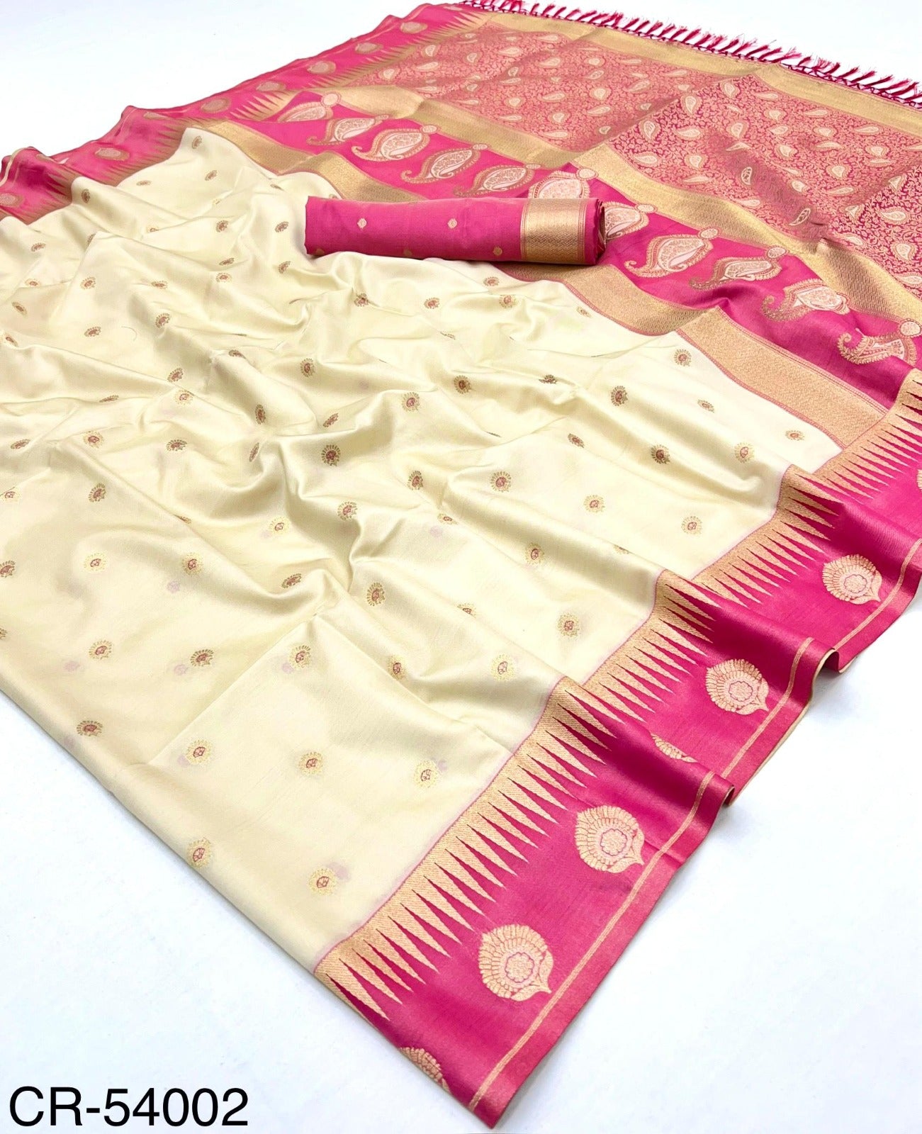 Off-White Banarasi Silk Readymade/Easy Saree