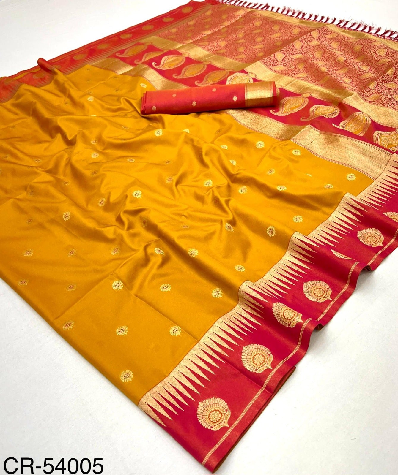 Mustard Banarasi Silk Readymade/Easy Saree