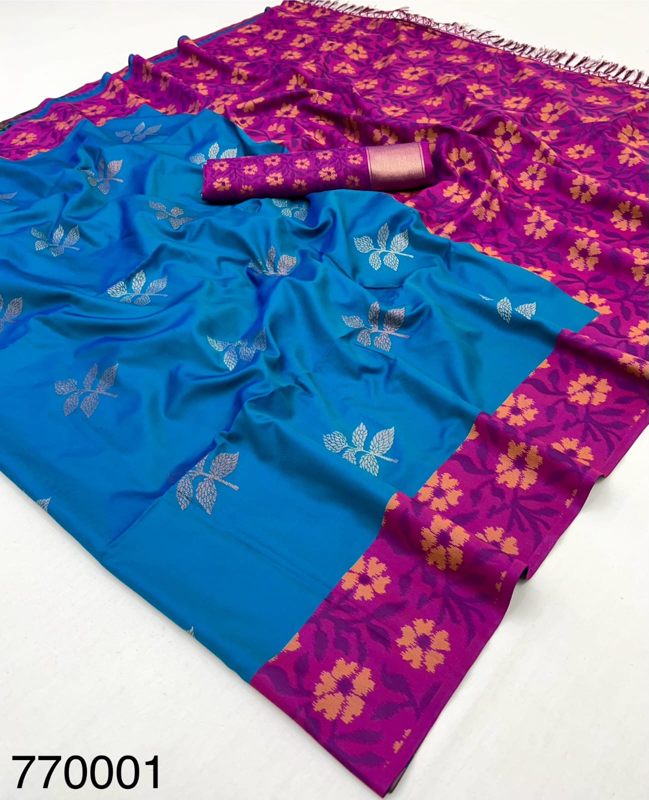 Blue Banarasi Ikkat Silk Readymade/Easy Saree