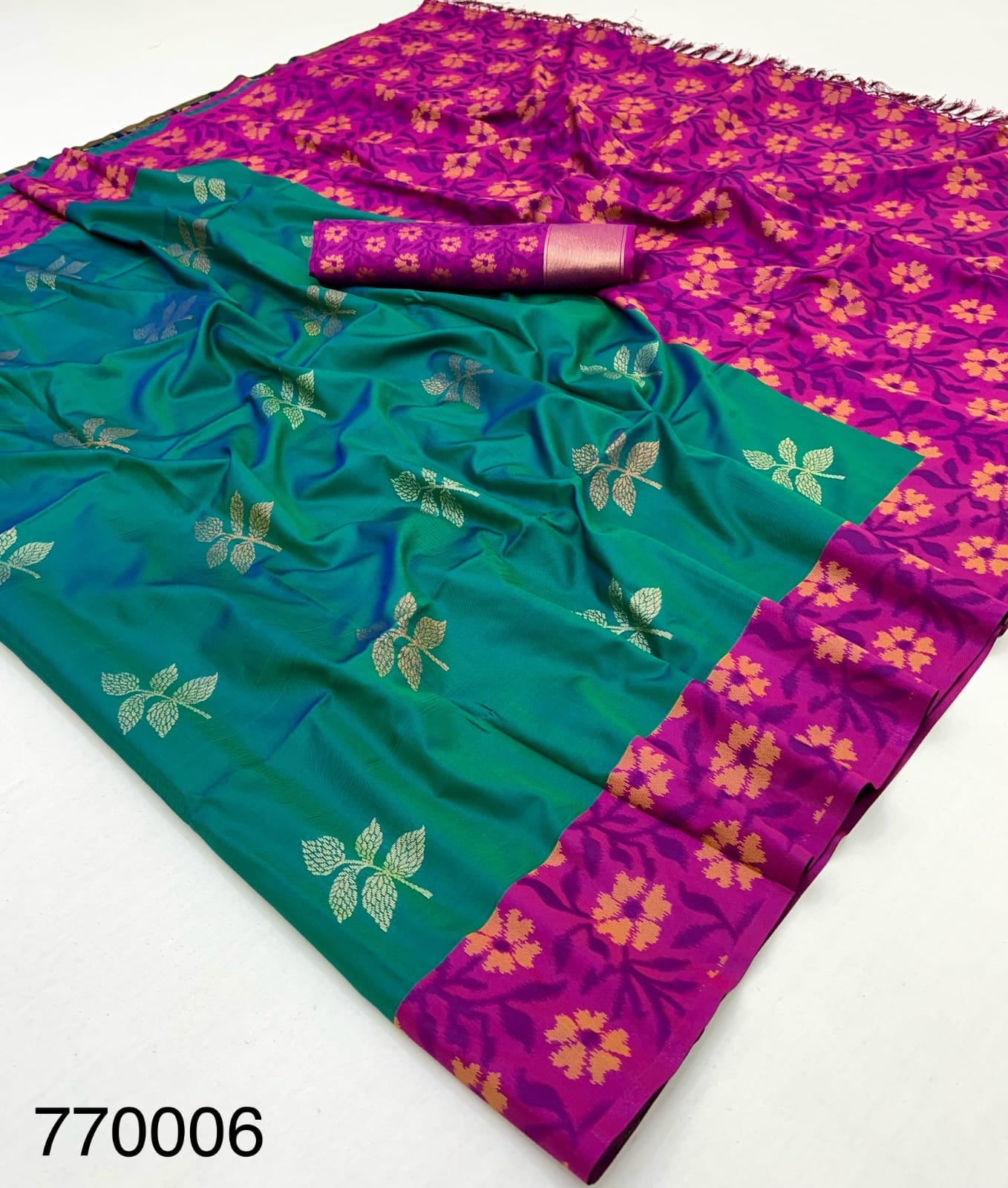Green Banarasi Ikkat Silk Readymade/Easy Saree