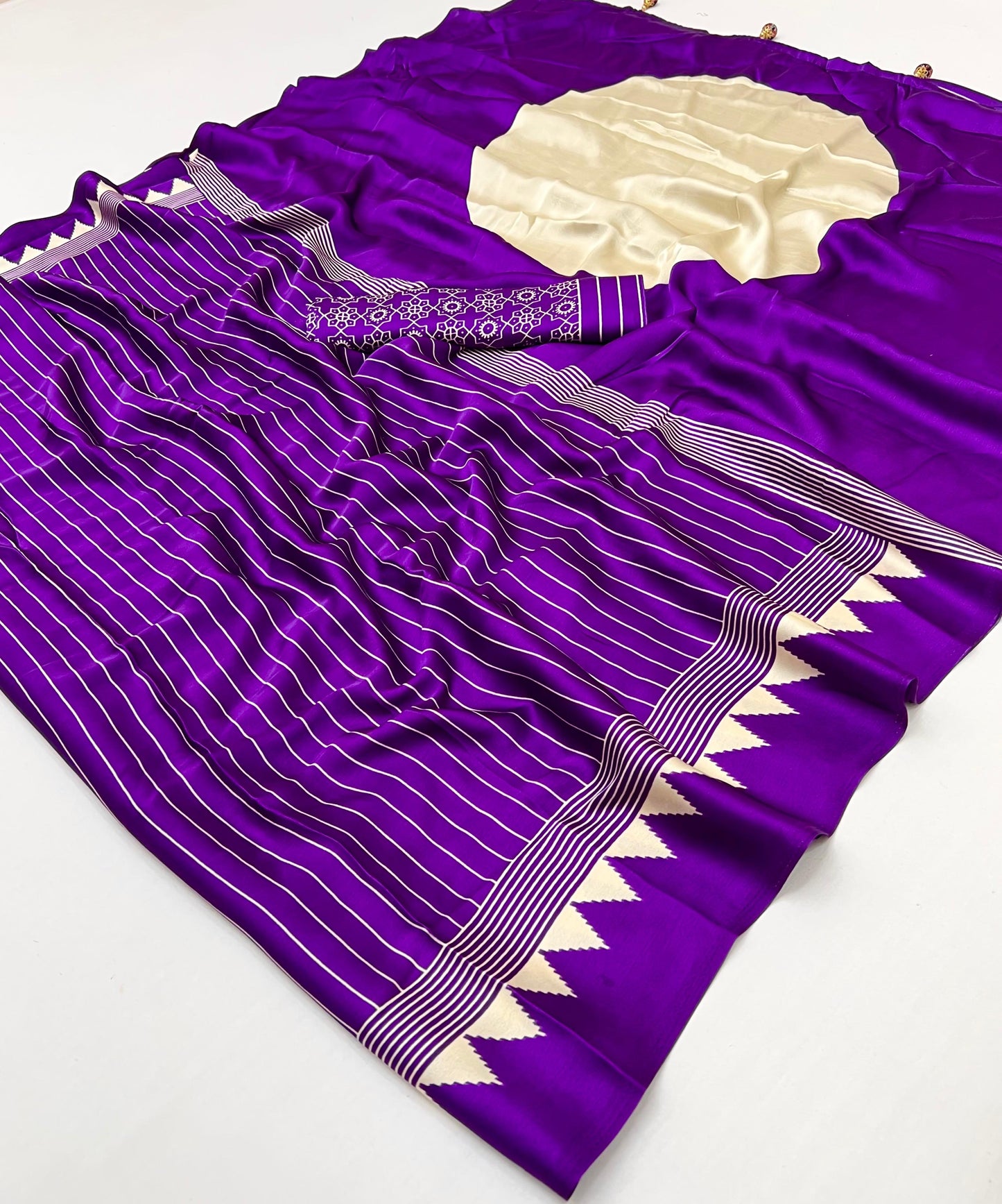 Purple Crepe Silk Readymade Saree