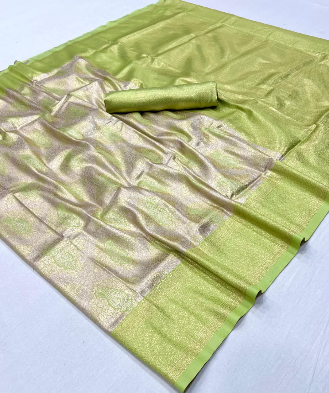 Pastel Green Kanjivaram Silk Readymade/Easy Saree