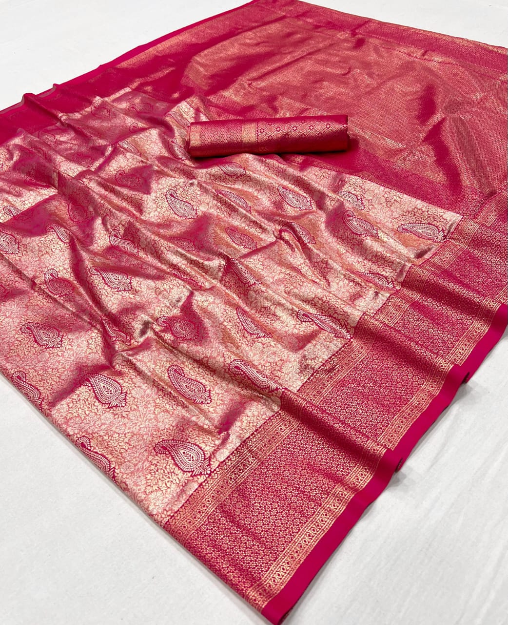 Pink Kanjivaram Silk Readymade/Easy Saree