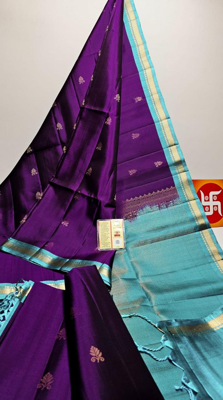 Purple Handloom Pure Coimbatore Silk Readymade/Easy Saree