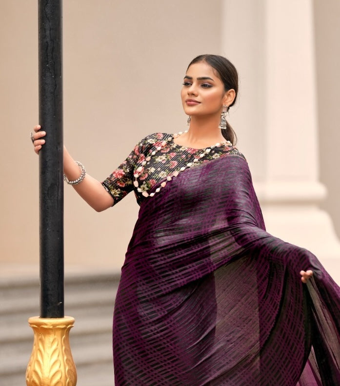Multicolor Georgette Readymade/Easy Saree