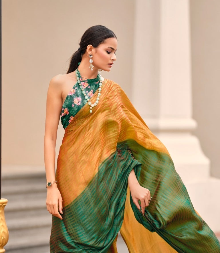 Multicolor Georgette Readymade/Easy Saree