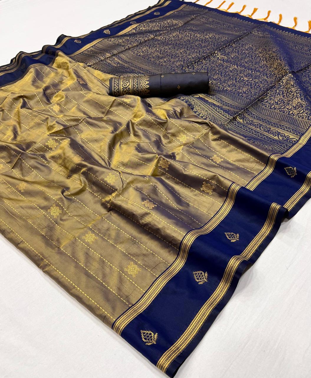 Blue Kanjivaram Silk Readymade/Easy Saree