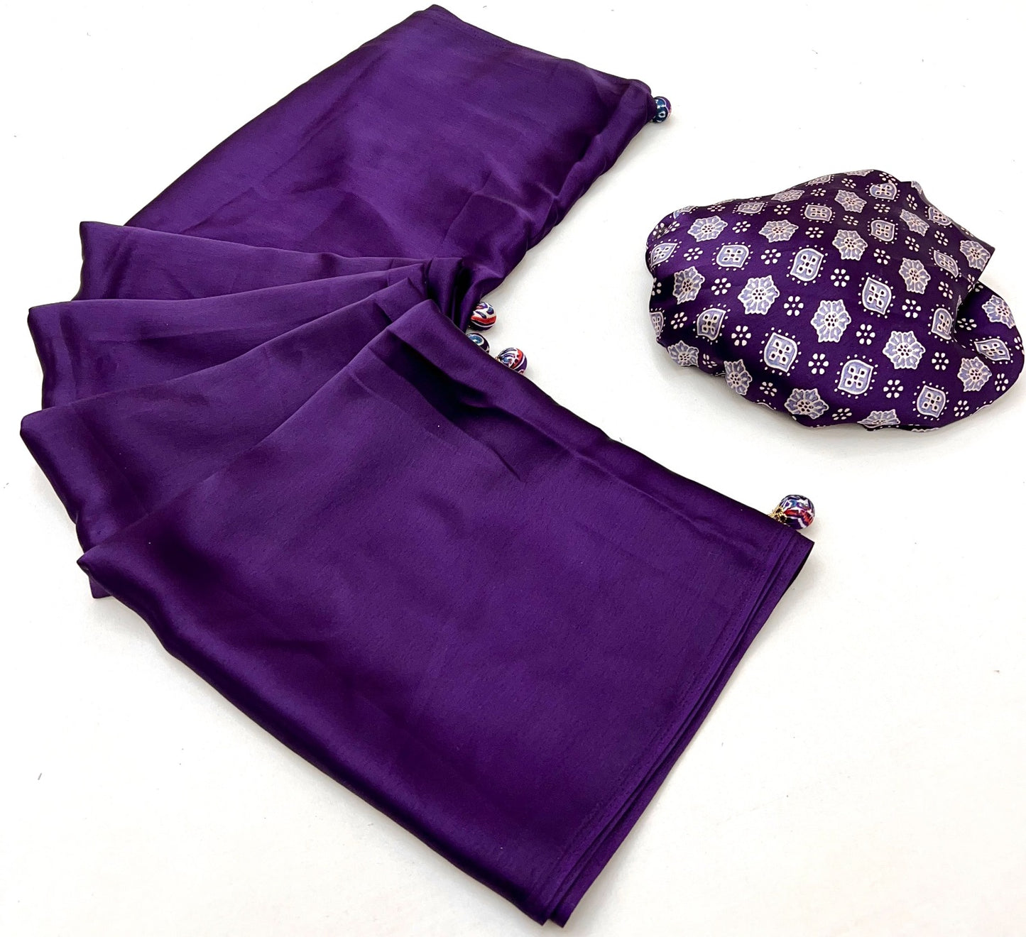Purple Crepe Silk Readymade/Easy Saree