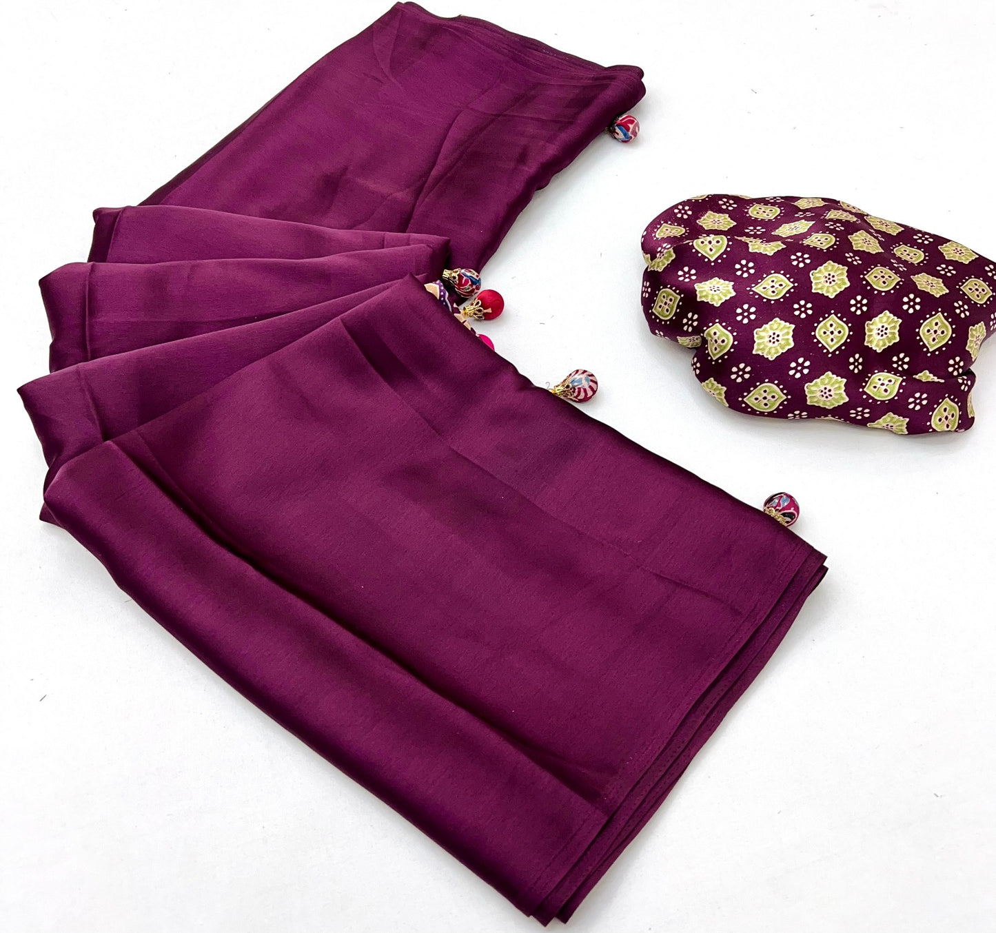 Magenta Crepe Silk Readymade/Easy Saree